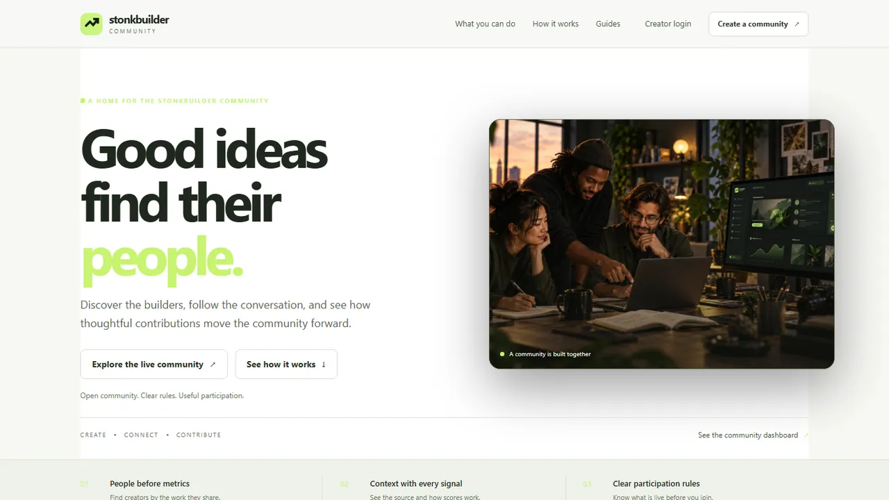الصفحة الرئيسية لمجتمع StonkBuilder: الأفكار الجيدة تجد أهلها